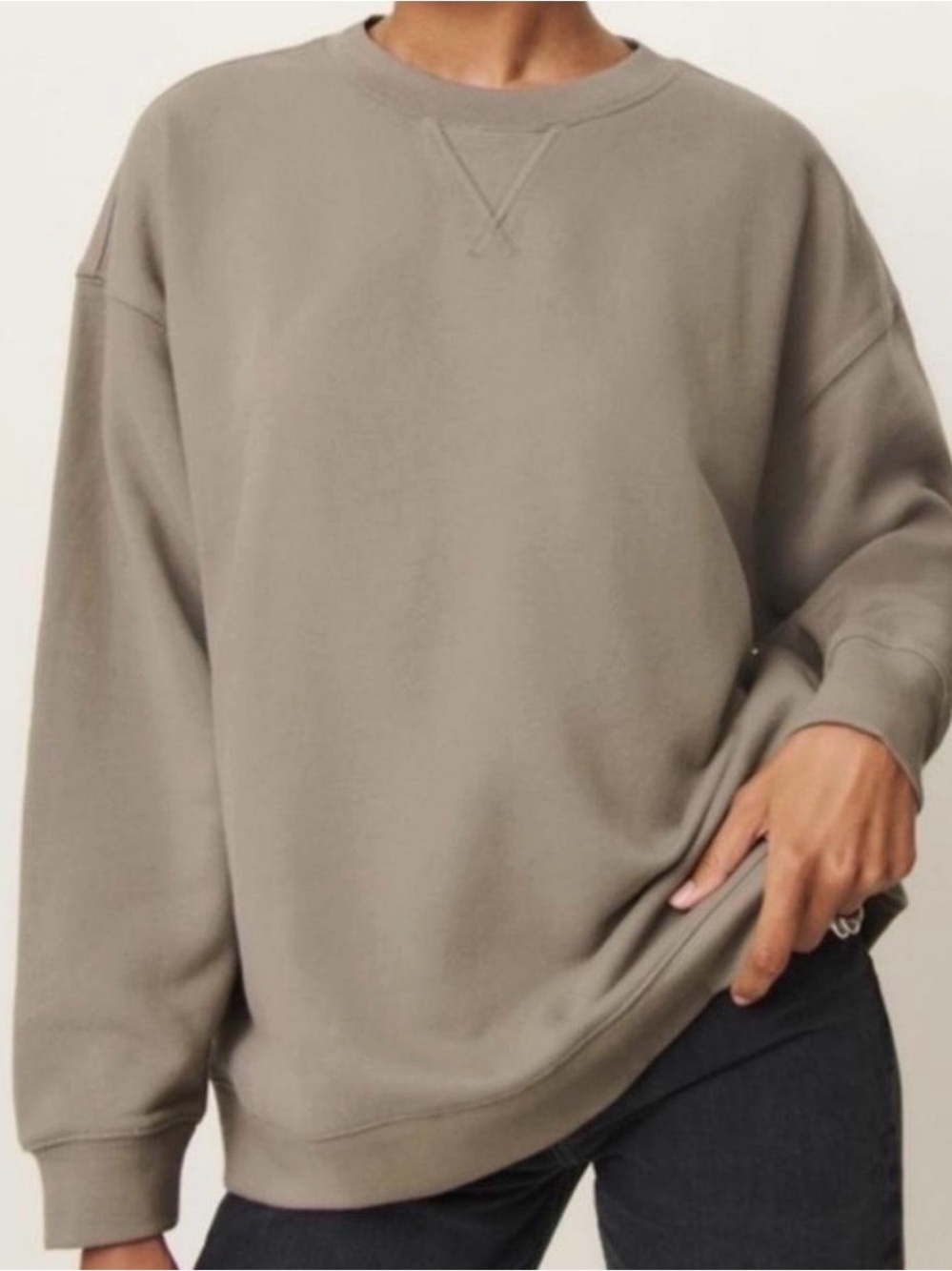 Reformation Oversized Crewneck Sweatshirt Olive Green/brown  V-Stitch  Small